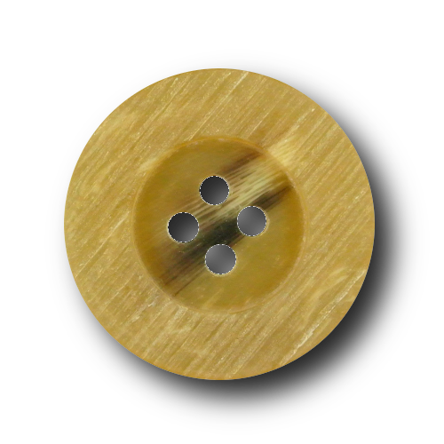 Beiger Vierloch Kunststoff Knopf in rustikaler Horn Optik