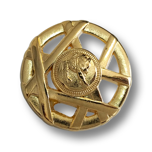 www.knopfparadies.de - 6920go - Goldfarbene Metallknöpfe mit Katzenmotiv