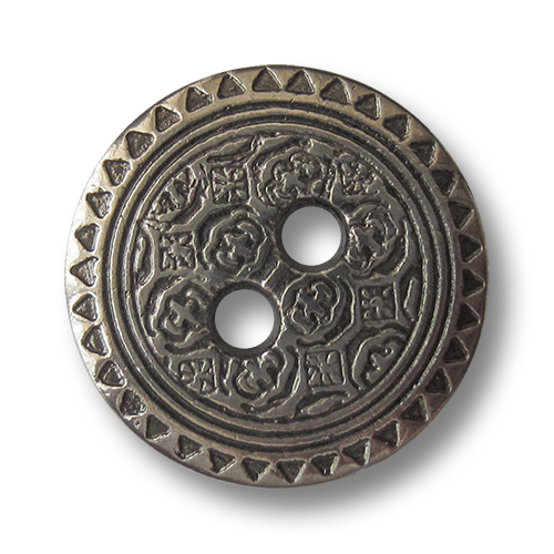 www.Knopfparadies.de - 1494si - Kleine silberne Metallknöpfe mit Ornament Muster