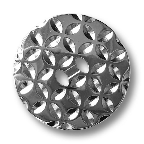 Attraktiver Metallknopf Silber glänzend grafisches Muster 2-Loch