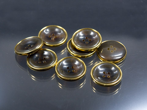 Kunststoff Knöpfe in Schildpatt Optik mit Metallrand