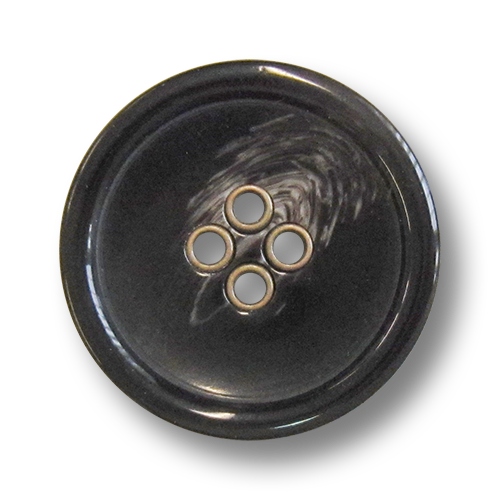 www.knopfparadies.de - 5981dm - Dunkelbraune Kunststoffknöpfe mit messingfarbenen Knopflöchern