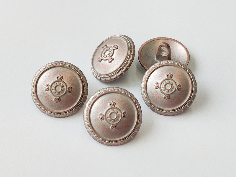 www.knopfparadies.de - 2382ks - Kupferfarben, silber patinierte Metallknöpfe