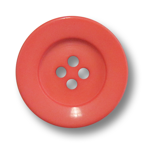 www.Knopfparadies.de - 5906ko - Elegante große Vierloch Mantelknöpfe aus Kunststoff in Koralle