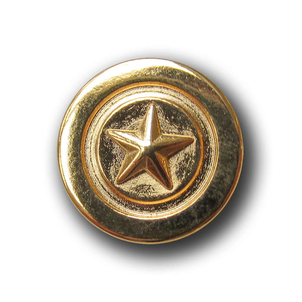 Glänzend goldfb. Metall Ösen Knopf mit Stern