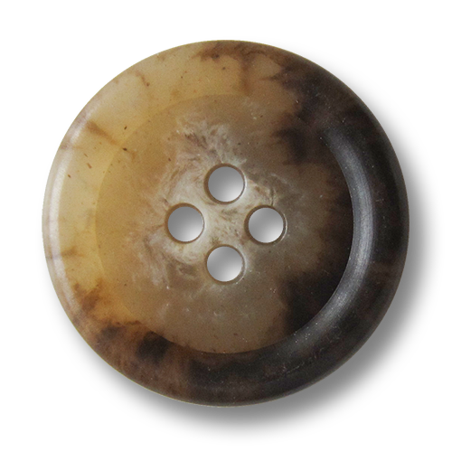 www.Knopfparadies.de - 3638br - Klassische braun melierte Vierloch Kunststoffknöpfe in Horn Optik