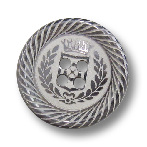 www.Knopfparadies.de - 0536si - Exquisite Motivknöpfe in Chrom & Weiß für Blazer / Sakkos