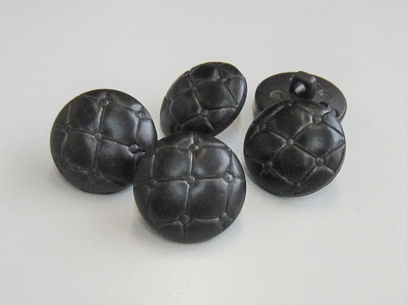 www.knopfparadies.de - 5989sc - Schwarze Kunststoffknöpfe, fast wie Lederknöpfe