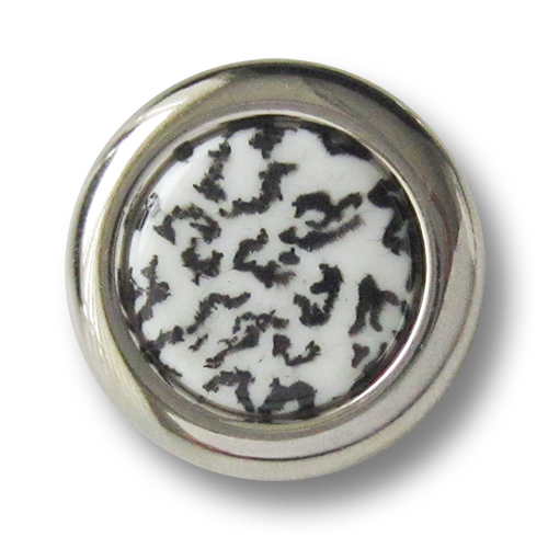 www.knopfparadies.de - 2505si - Kunststoffknöpfe mit Animal Print und silberfarbenem Rand