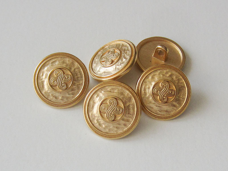 www.Knopfparadies.de - 3318go - Historisch wirkende goldene Metallknöpfe mit Symbol