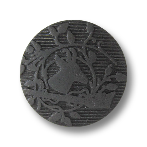 www.Knopfparadies.de - 1607sc - Eisenfarbene Kunststoffknöpfe mit Gämse Motiv