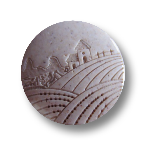 www.knopfparadies.de - k010 - Naturfarbene Ösenknöpfe mit vertieftem Landschaftsmotiv
