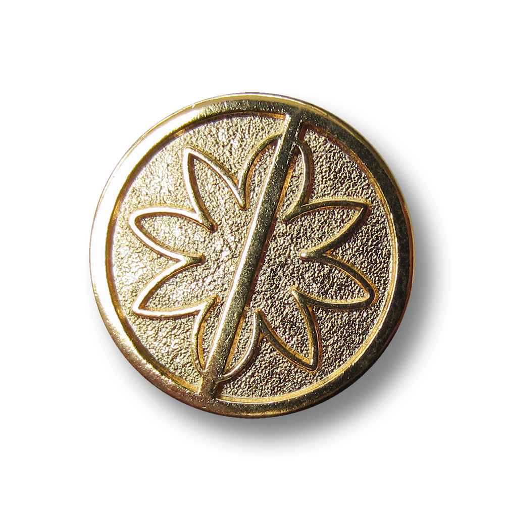 Moderner goldfb. Ösen Metall Knopf mit Blumen Motiv