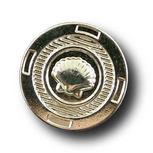 Silberfarbener maritimer Metall Knopf mit Muschel