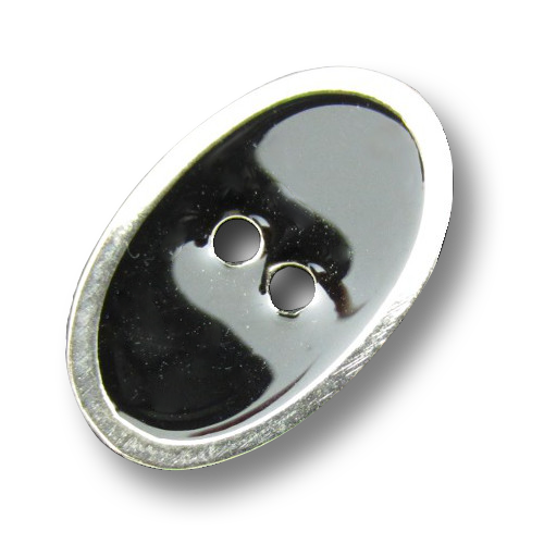 Ovaler, silber-schwarzer formvollendeter Zweilochknopf