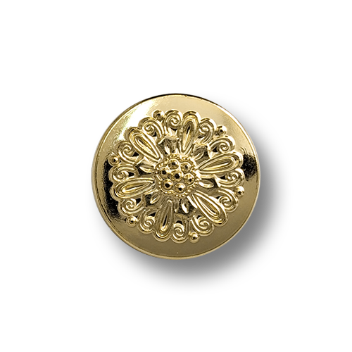 www.knopfparadies.de - 6481go - Leichte, goldfarbene Kunststoffknöpfe mit Blütenmotiv