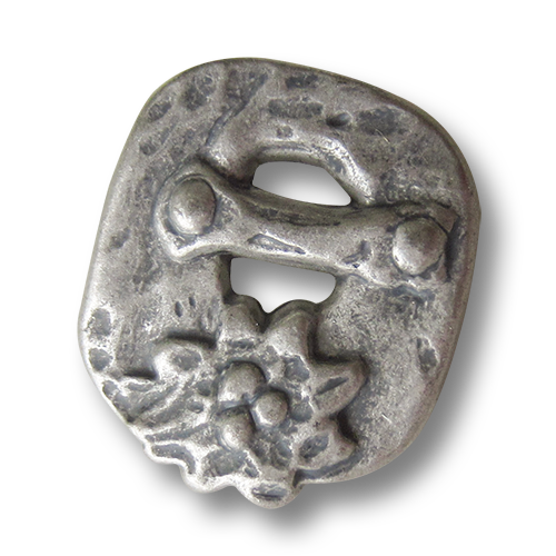 Ausgefallene eckige zinnfarbene Ösen Metallknöpfe mit Edelweiß