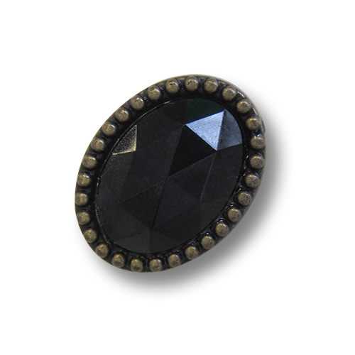 www.knopfparadies.de - 1697ms - Ovale Glitzerknöpfe in altmessing und schwarz
