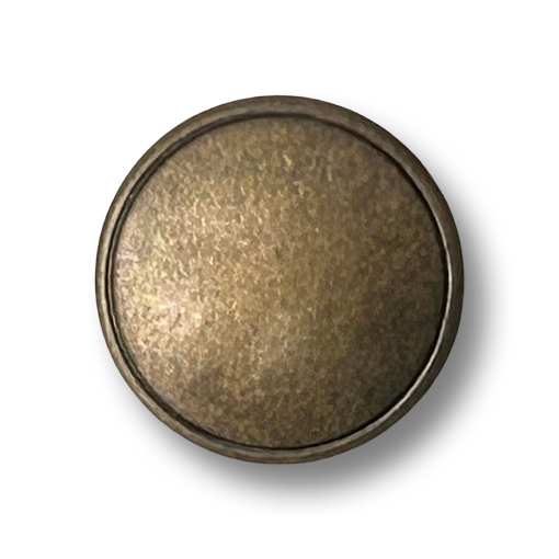 www.knopfparadies.de - 7028am - Kleiner klassischer Metallknopf mit Ösenbefestigung in Alt-Messing mit zartem abgesetztem Rand