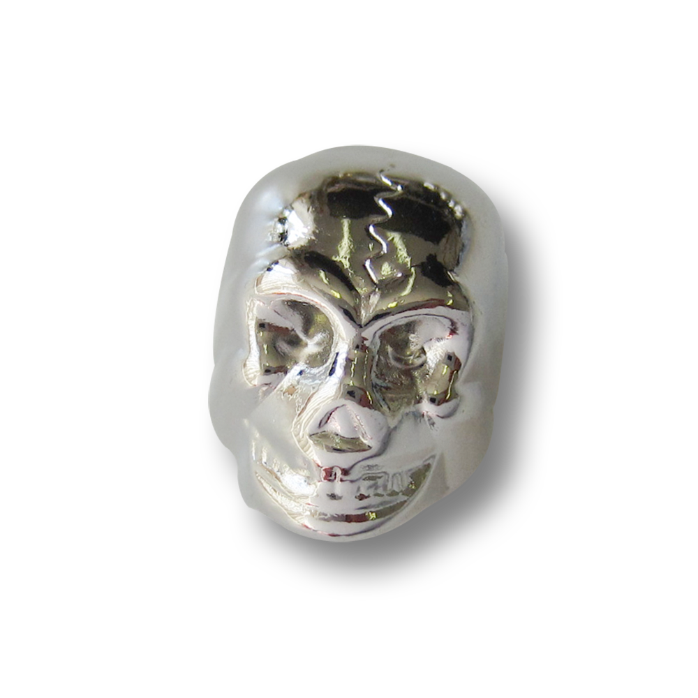 Silberfb. Kordelstopper aus Metall  in Totenkopf Form