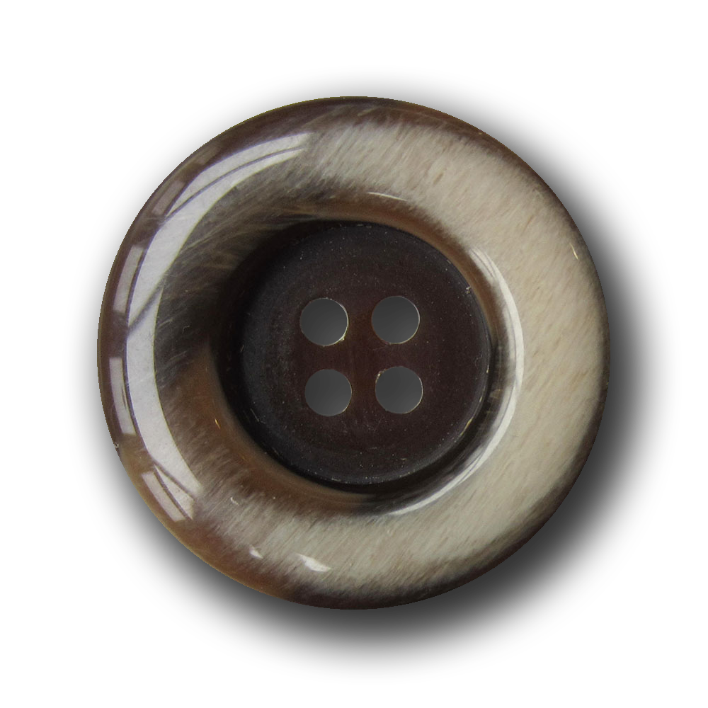Edler beige brauner Knopf m. Wulstrand in Horn Optik