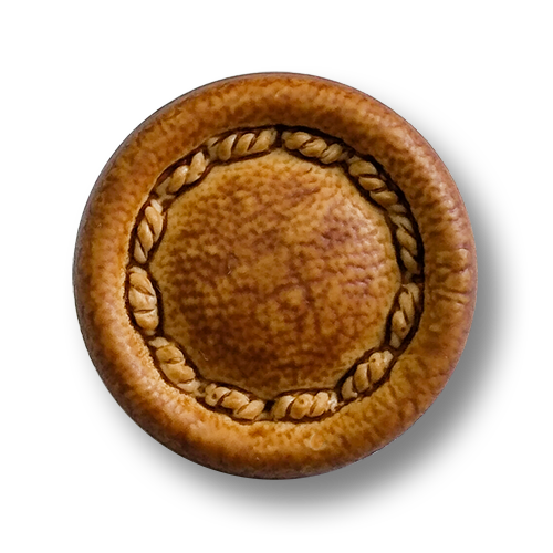 www.knopfparadies.de - 5940mb - Mittelbraune Kunststoffknöpfe in Lederoptik