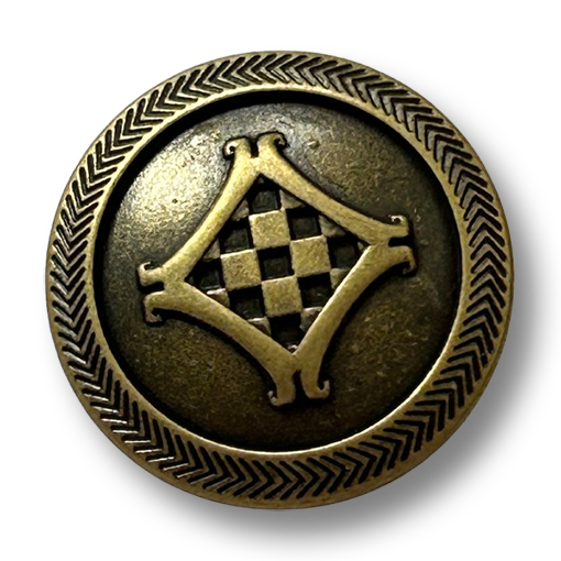 Metallknopf Altmessing Trachtenknopf Ösenknopf Fischgrät Muster