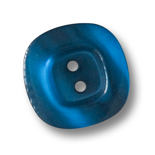 www.knopfparadies.de - 3581bl - Abgerundet viereckige Kunststoffknöpfe in blau schimmernd