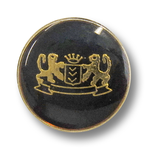 www.Knopfparadies.de - 0911gs - Elegante Motivknöpfe mit Wappen in Schwarz & Gold / B-WARE