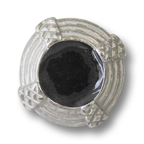 www.Knopfparadies.de - 0144si - Edle Designerknöpfe aus Metall in Schwarz & Silber