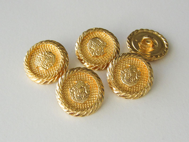 www.knopfparadies.de - 1541go - Extravagante goldene Wappenknöpfe aus Metall