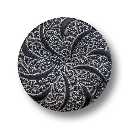 www.knopfparadies.de - 4532ss - Wunderschön gemusterte Kunststoffknöpfe in Schwarz und Silber
