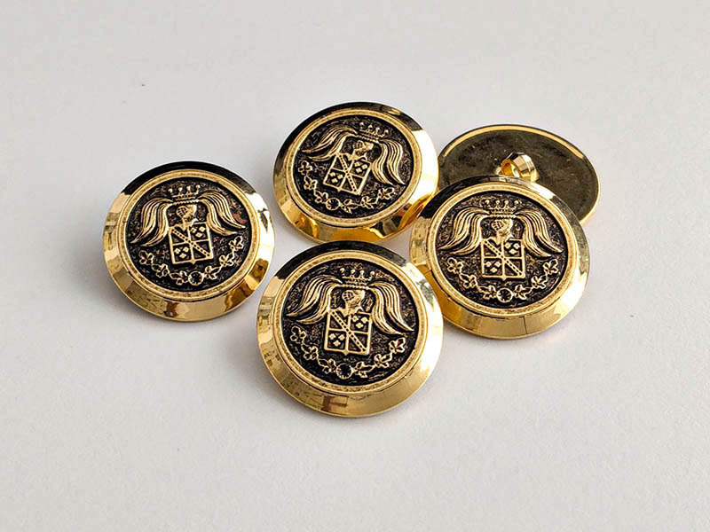 3951gs/6x - Set mit 6 altgoldfarbenen Wappenknöpfen