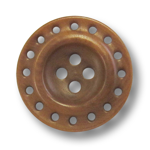 www.Knopfparadies.de - 5980br - Edle Vierlochknöpfe aus echter Steinnuss in Braun mit Loch Durchbruch