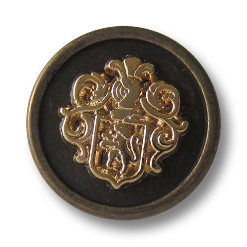 www.Knopfparadies.de - 1523mg - Prächtige Wappenknöpfe aus Metall in Messing & Gold