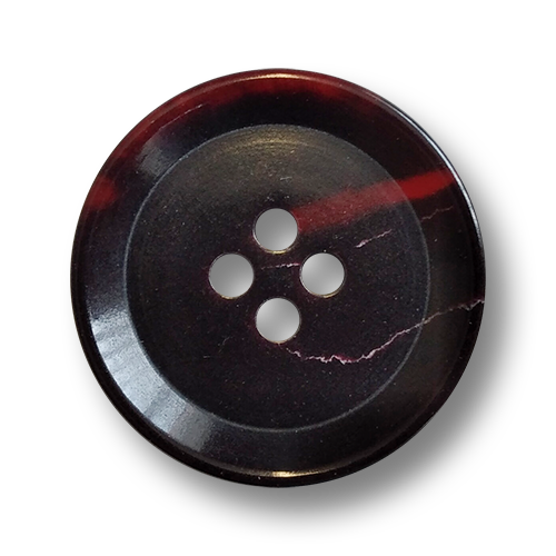 www.knopfparadies.de - 6611rb - Rotbraun und rot marmorierte Vierlochknöpfe aus Kunststoff