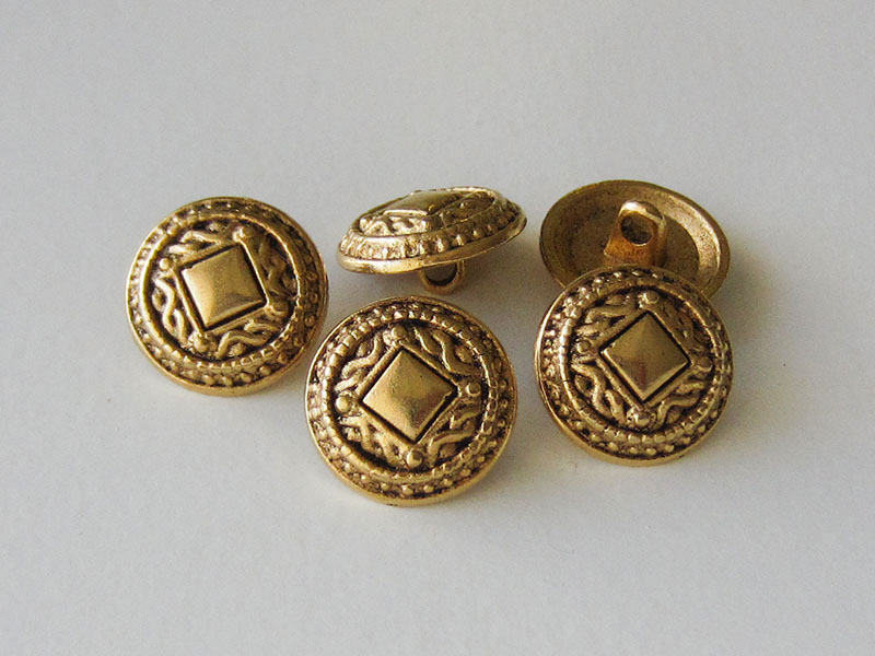www.knopfparadies.de - 1499go - Mondäne Metallknöpfe mit Rautenmotiv
