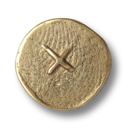 www.knopfparadies.de - 2528ag - Altgoldfarbene Metallknöpfe mit Kreuz