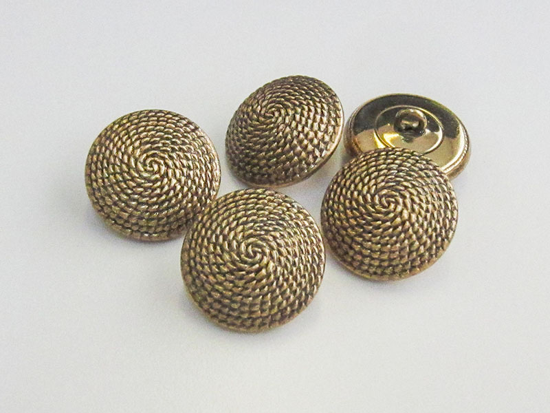 www.Knopfparadies.de - 5470ag - Elegante altgoldene Ösenknöpfe aus Metallblech im Ketten Design