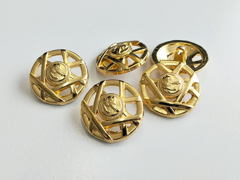 www.knopfparadies.de - 6920go - Goldfarbene Metallknöpfe mit Katzenmotiv