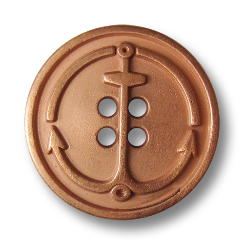 www.Knopfparadies.de - 5408ku - Maritime Ankerknöpfe aus Metall in Kupfer