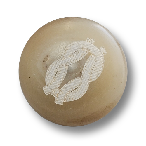 www.knopfparadies.de - 2211hb - Hellbraune Kunststoffknöpfe mit Kordelmotiv