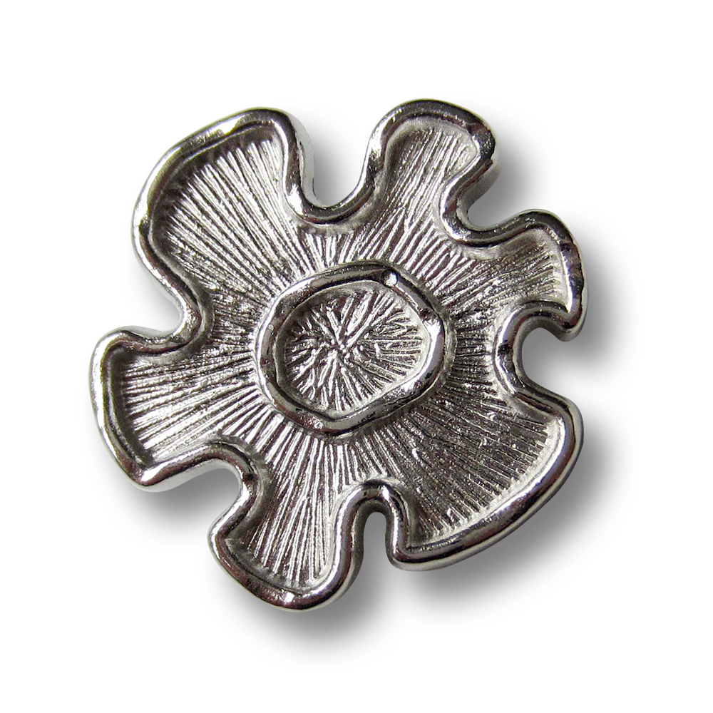 Moderner silberfarb. Ösen Metall Knopf in Blumen Form