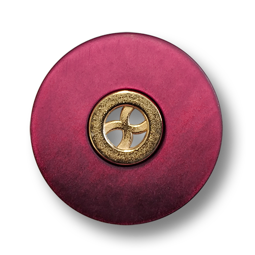 www.knopfparadies.de - 6093wr - Weinrot schimmernde Kunststoffknöpfe mit Metallmitte - B-Ware
