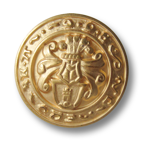 www.Knopfparadies.de - 5266go - Majestätische goldene Wappenknöpfe aus Kunststoff