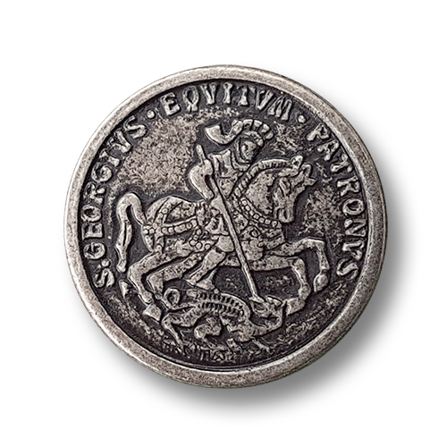www.knopfparadies.de - 5638ei - Metallknopf / Münzknopf "Heiliger Georg"