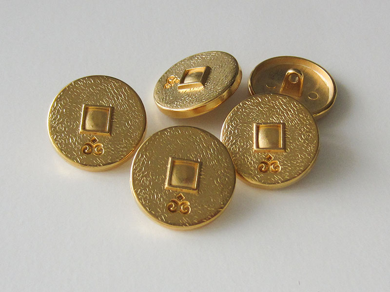 www.Knopfparadies.de - 3016go - Extravagante goldene Metallknöpfe mit Viereck