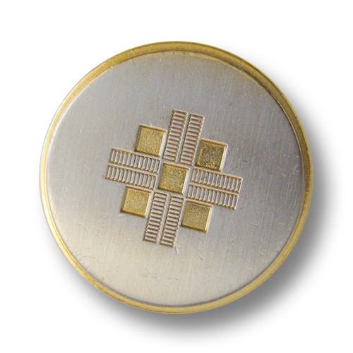 www.Knopfparadies.de - 3075bi - Elegante Metallknöpfe In Biolor-Optik mit Kreuz / Günstigere B-Ware