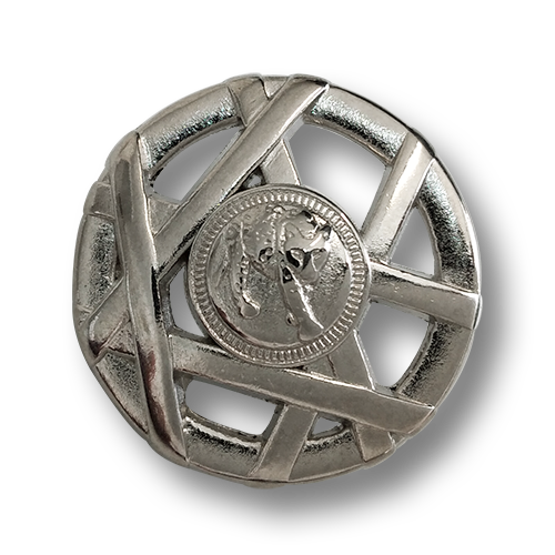 www.knopfparadies.de - 6920si - Silberfarbene Metallknöpfe mit Katzenmotiv