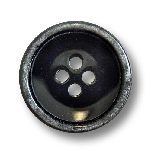 www.knopfparadies.de - 6025gr - Schwarze Kunststoffknöpfe mit grauem Rand